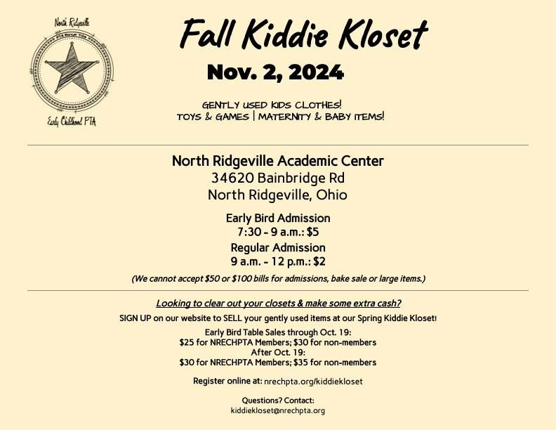 Fall Kiddie Kloset (North Ridgeville Early Childhood PTA)