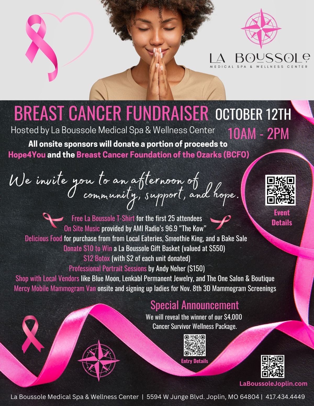 Breast Cancer Fundraiser at La Boussole Medical Spa & Wellness Centerf