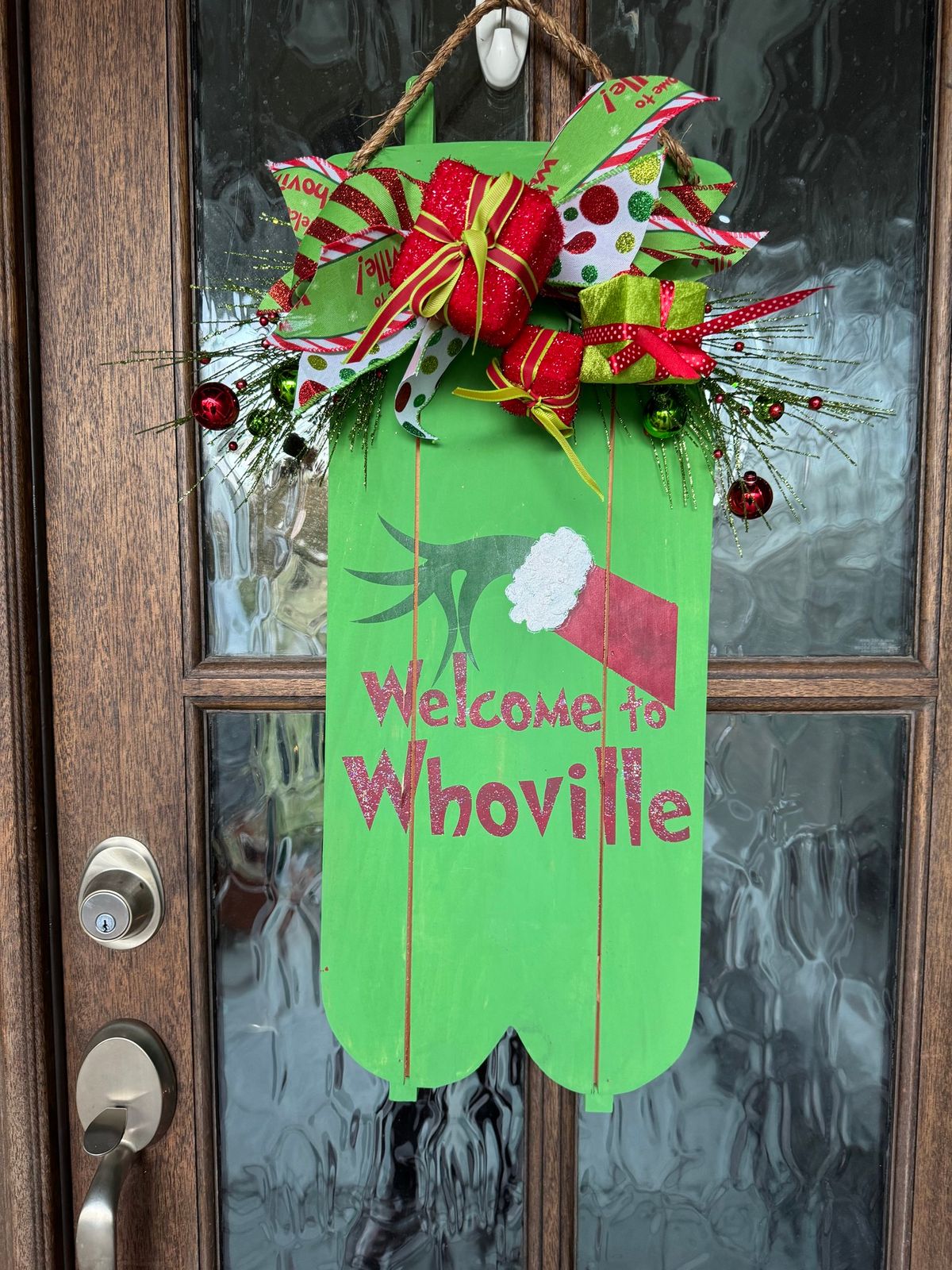 Crafts & Drafts:  Grinchmas Sled Door Hanger and Coach Lights - Deep River Brewing