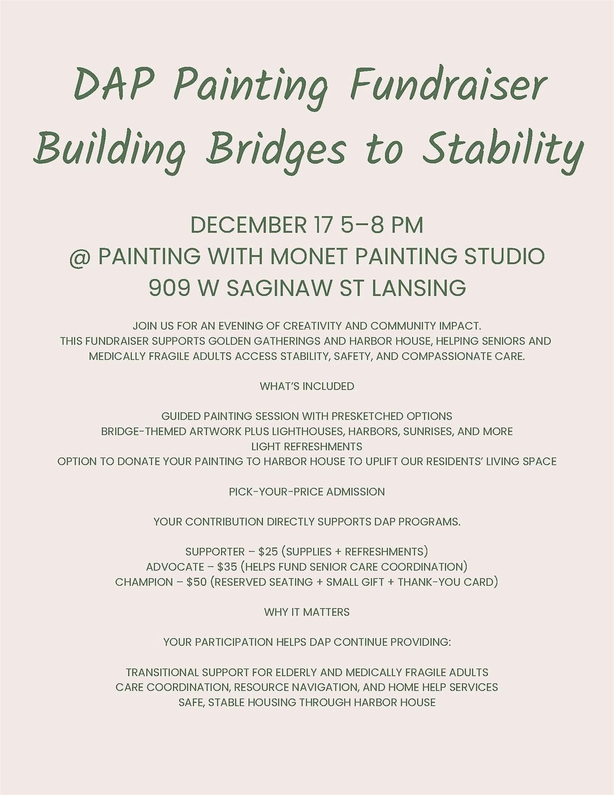 DAP Painting Fundraiser Building Bridges to Stability