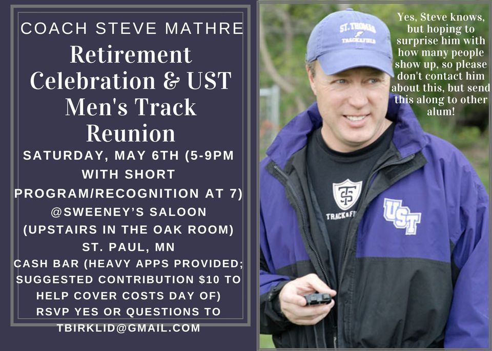 Coach Mathre Celebration\/UST Men's Track Reunion