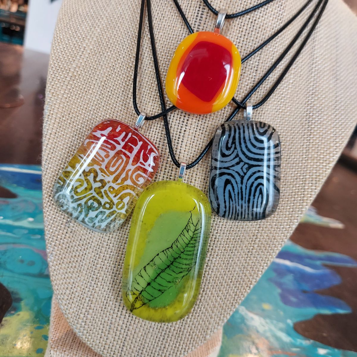 Fused Glass Pendants with Three Techniques