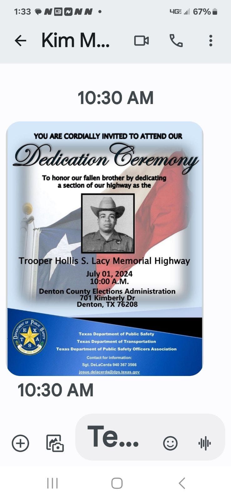 Dedication Ceremony of Hwy for Trooper Hollis S. Lacy