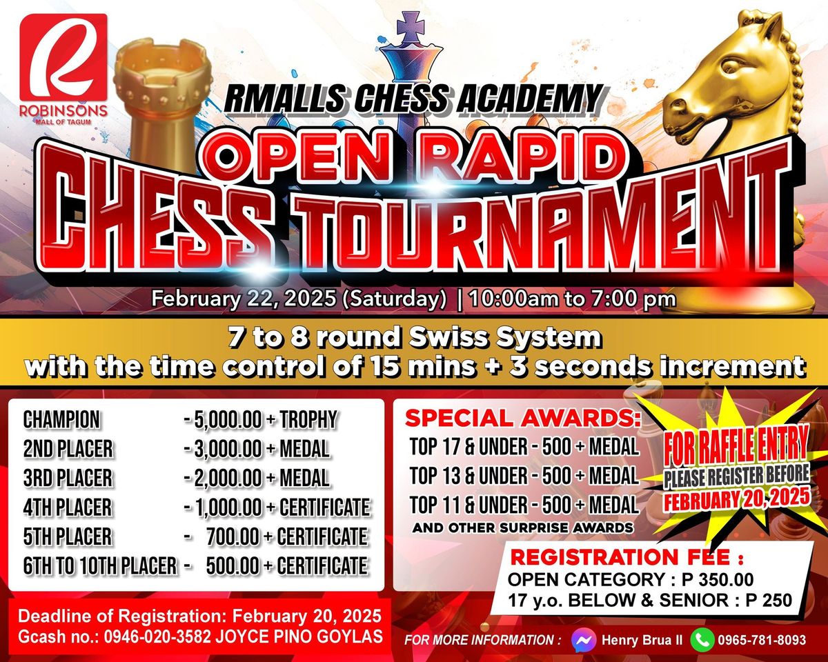 Rmalls Chess Academy Open Rapid Chess Tournament