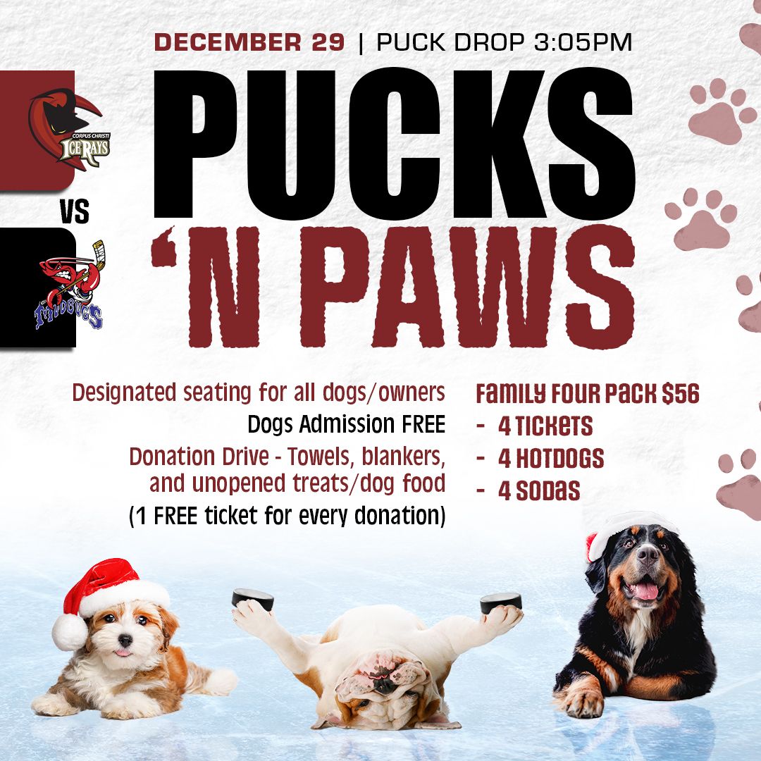 Corpus Christi IceRays vs Shreveport Mudbugs - Pucks and Paws Night!