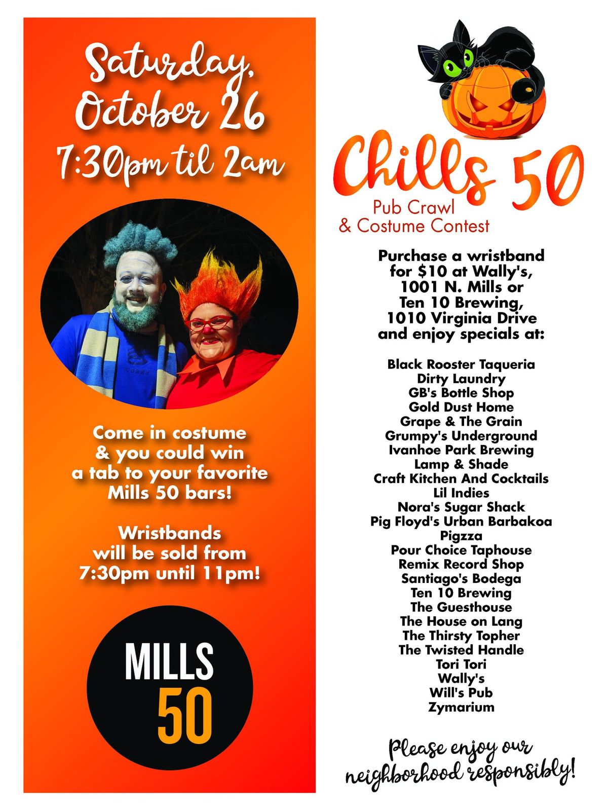 Chills 50 Pub Crawl & Costume Contest!