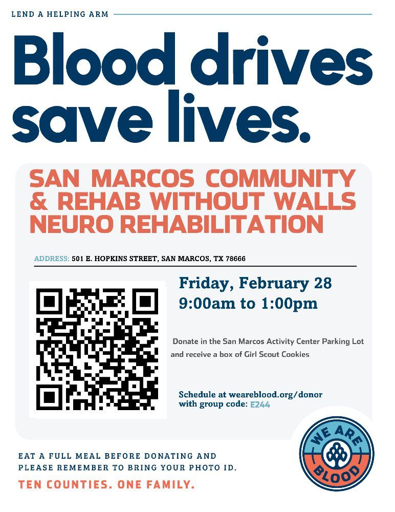 San Marcos Community & Rehab Without Walls Neuro Rehabilitation Mobile Blood Drive