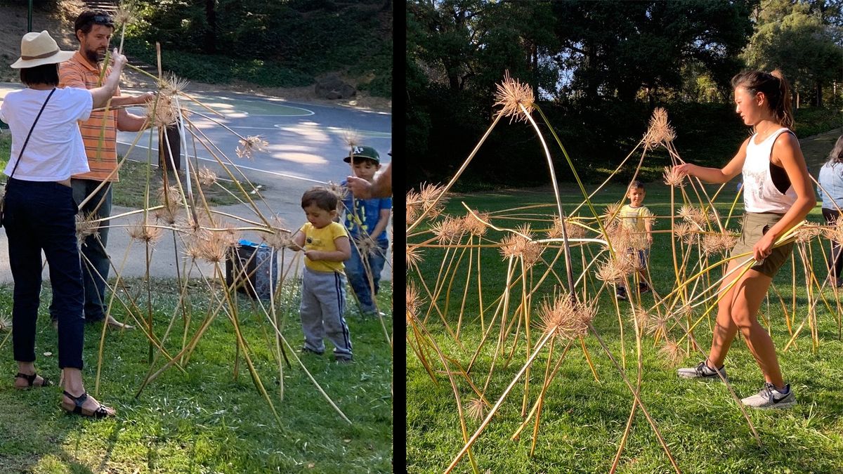 Community Ephemeral Art-making at Codornices Park - Agapanthus!