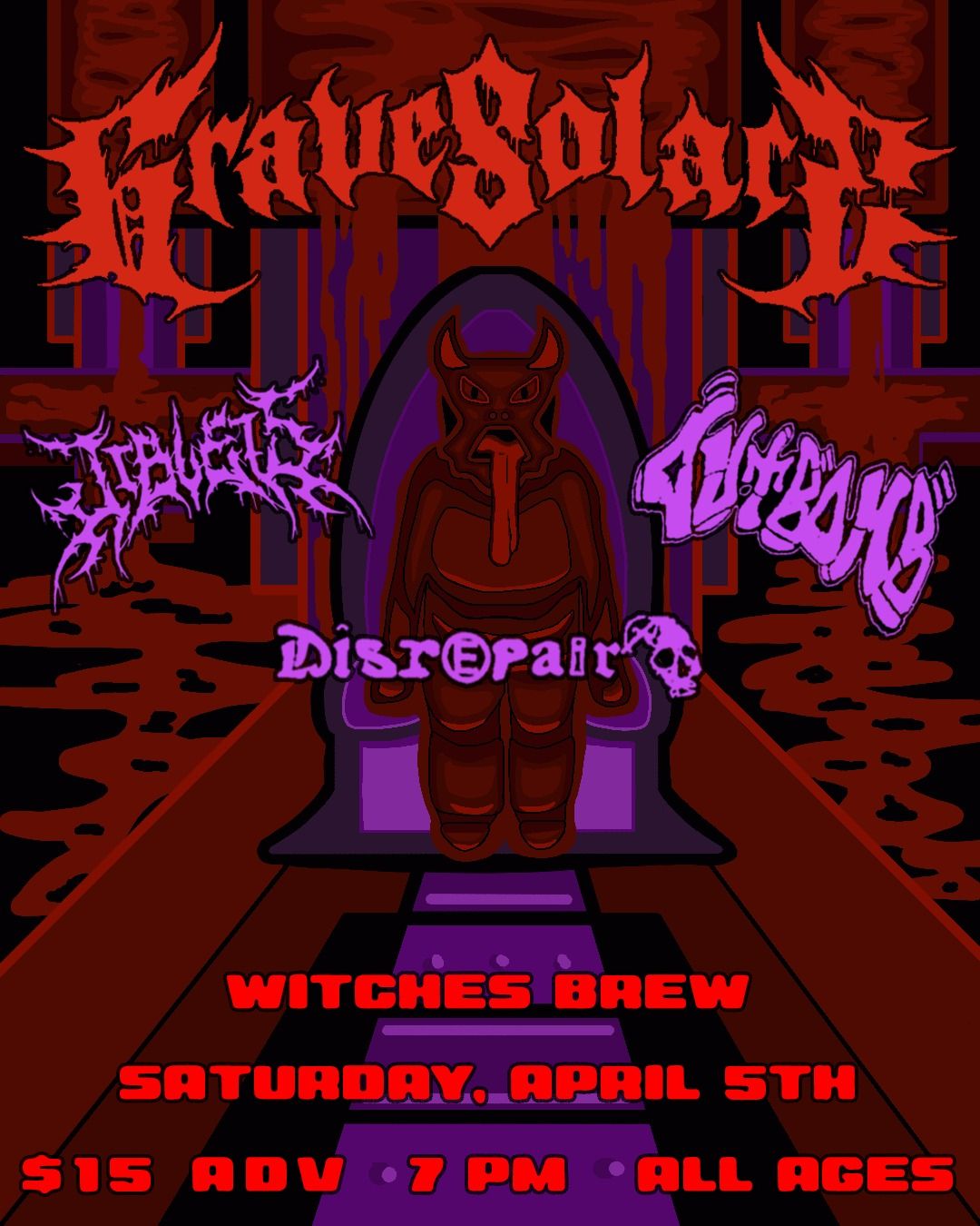 Grave Solace \/ Jiblets \/ Gutbomb \/ Disrepair at Witches Brew 