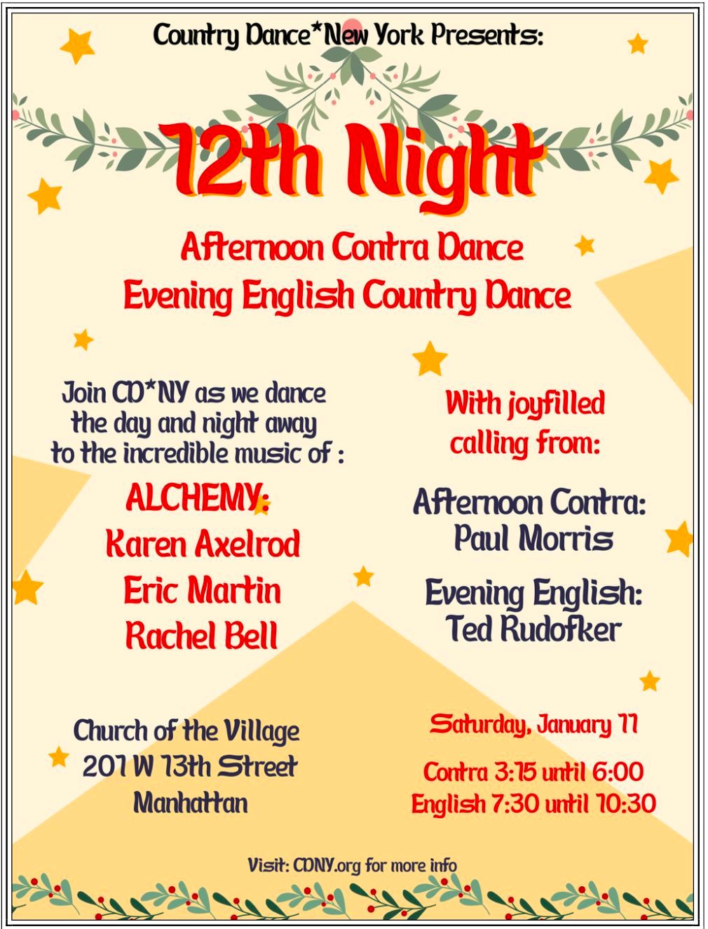 12th Night Contra and English Dancing