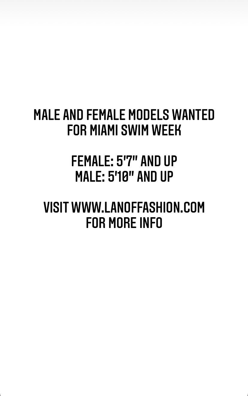 Male and Female Models Wanted for Miami Swim Week Runway Showcase