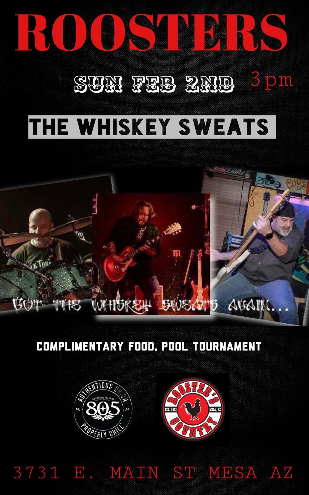 THE WHISKEY SWEATS @ ROOSTERS SUNDAY MAINSTREET MOTORCYCLES SADDLEBAG SUNDAY 