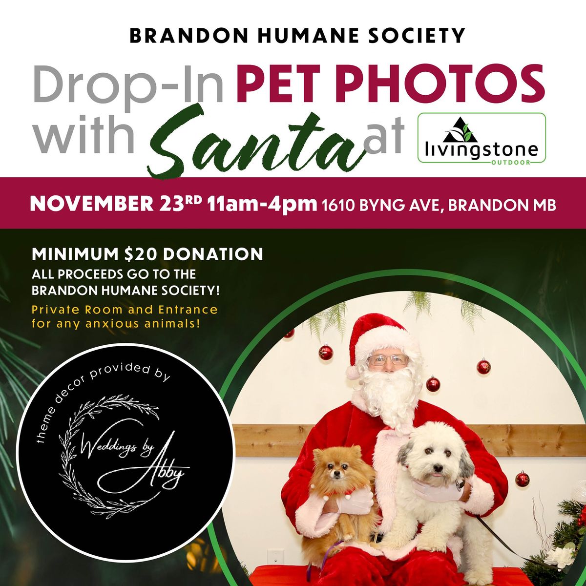 Drop-In Pet Photos with Santa - Fundraiser for Brandon Humane Society