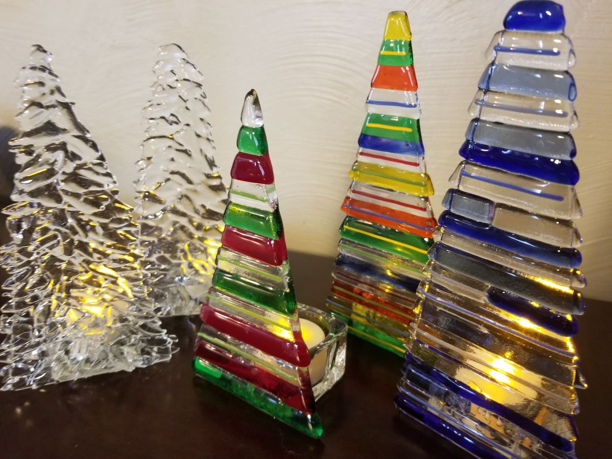 Fused Glass Votive Christmas Trees