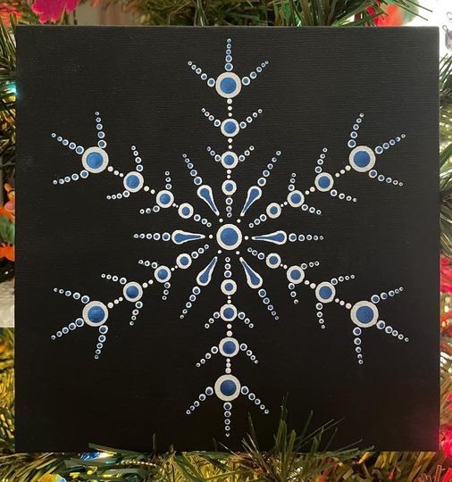 Christmas Snowflake Dot Mandala Painting