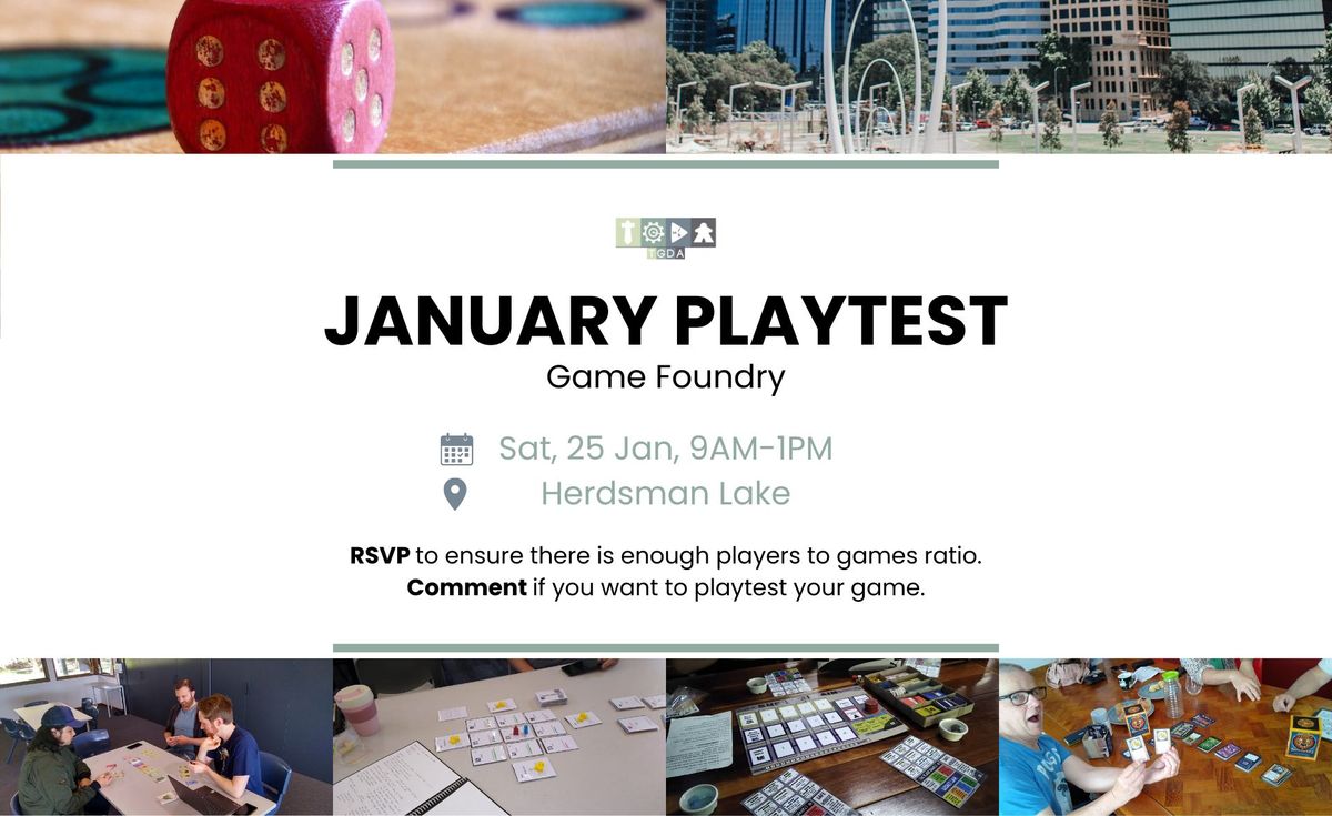 Playtest Tabletop Game Prototypes on 25 Jan 2025 (9AM-1PM) at Herdsman Lake