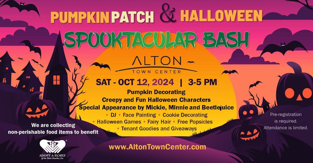 Pumpkin Patch and Halloween Spooktacular Bash. Register www.altontowncenter.com\/events