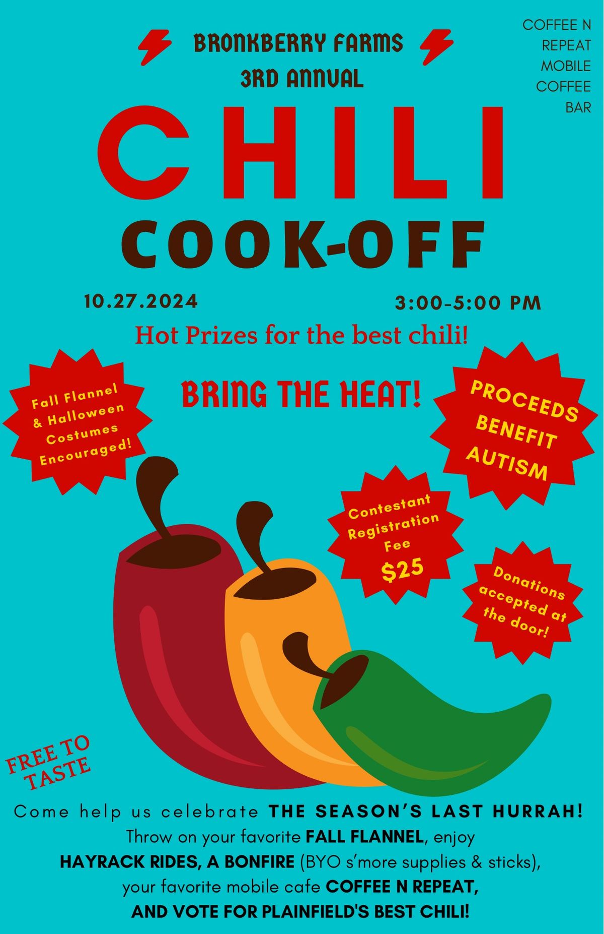 3rd Annual Chili Cook-Off, proceeds benefiting families impacted by autism