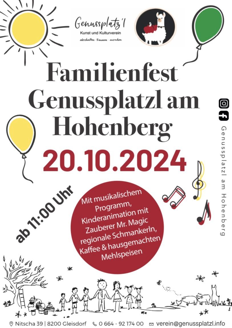 Familienfest Genussplatzl am Hohenberg