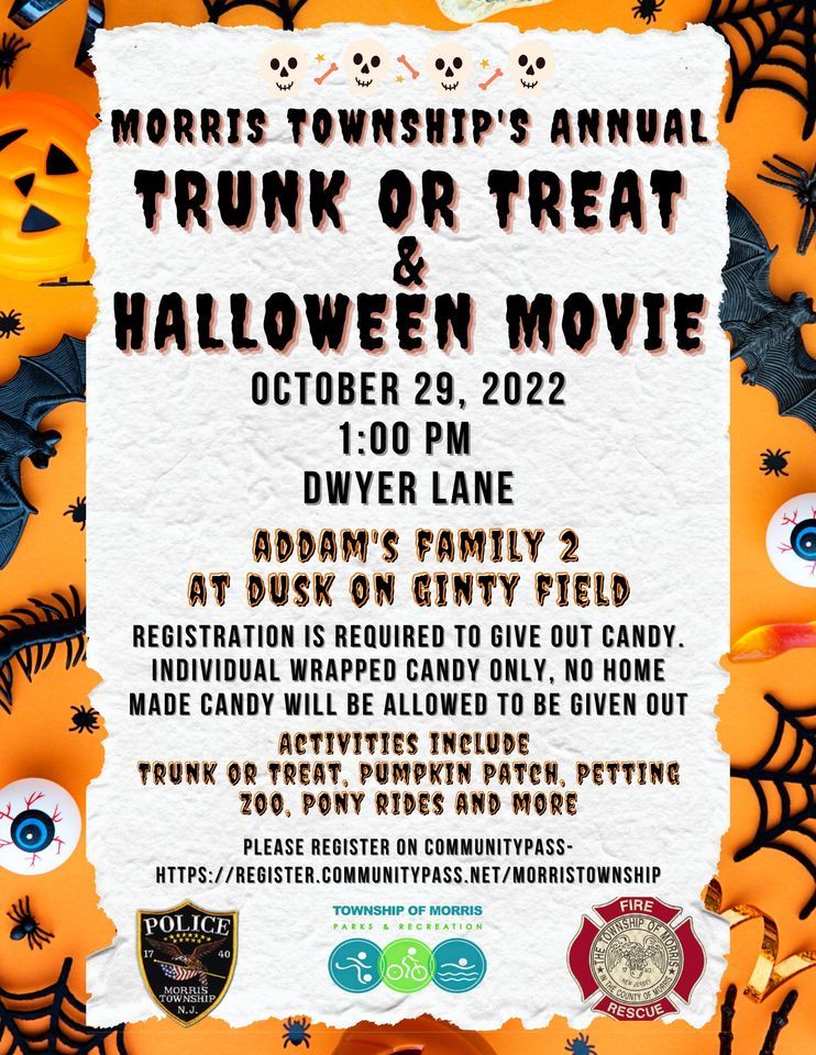 Morris Townships Trunk or Treat, Halloween Movie and Bonfire, Ginty