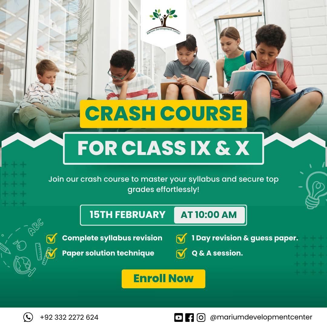 Crash course\/ workshop for class 9th 10th 