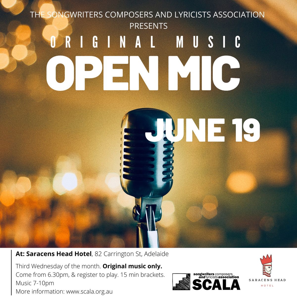 SCALA Original Music Open Mic - 3rd Wednesday of the Month!
