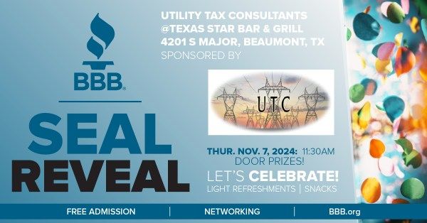 BBB Seal Reveal - Utility Tax Consultants