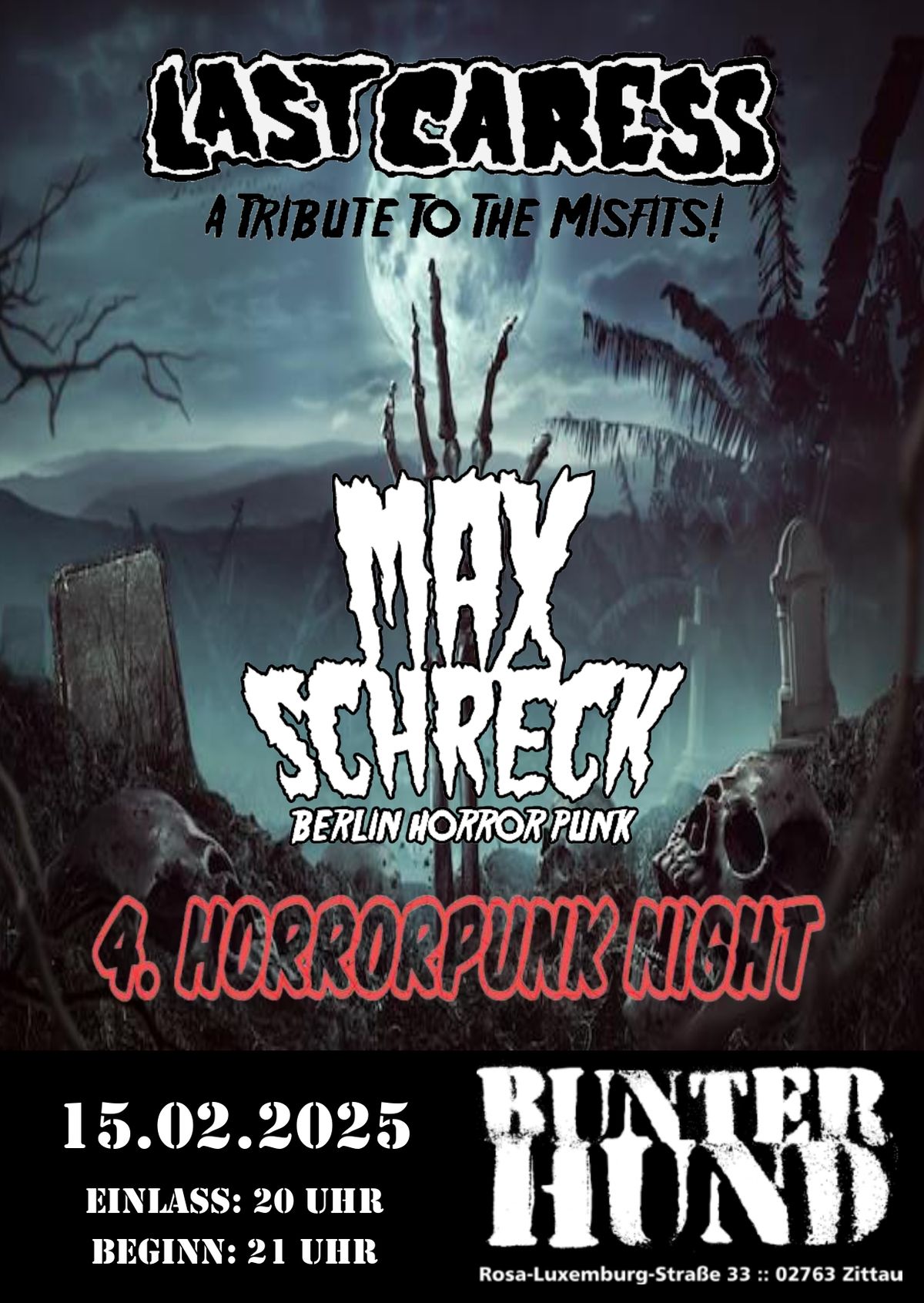 4. Horrorpunk Night: with LAST CARESS - Misfits Tribute Band + Max Schreck @ Bunter Hund Zittau