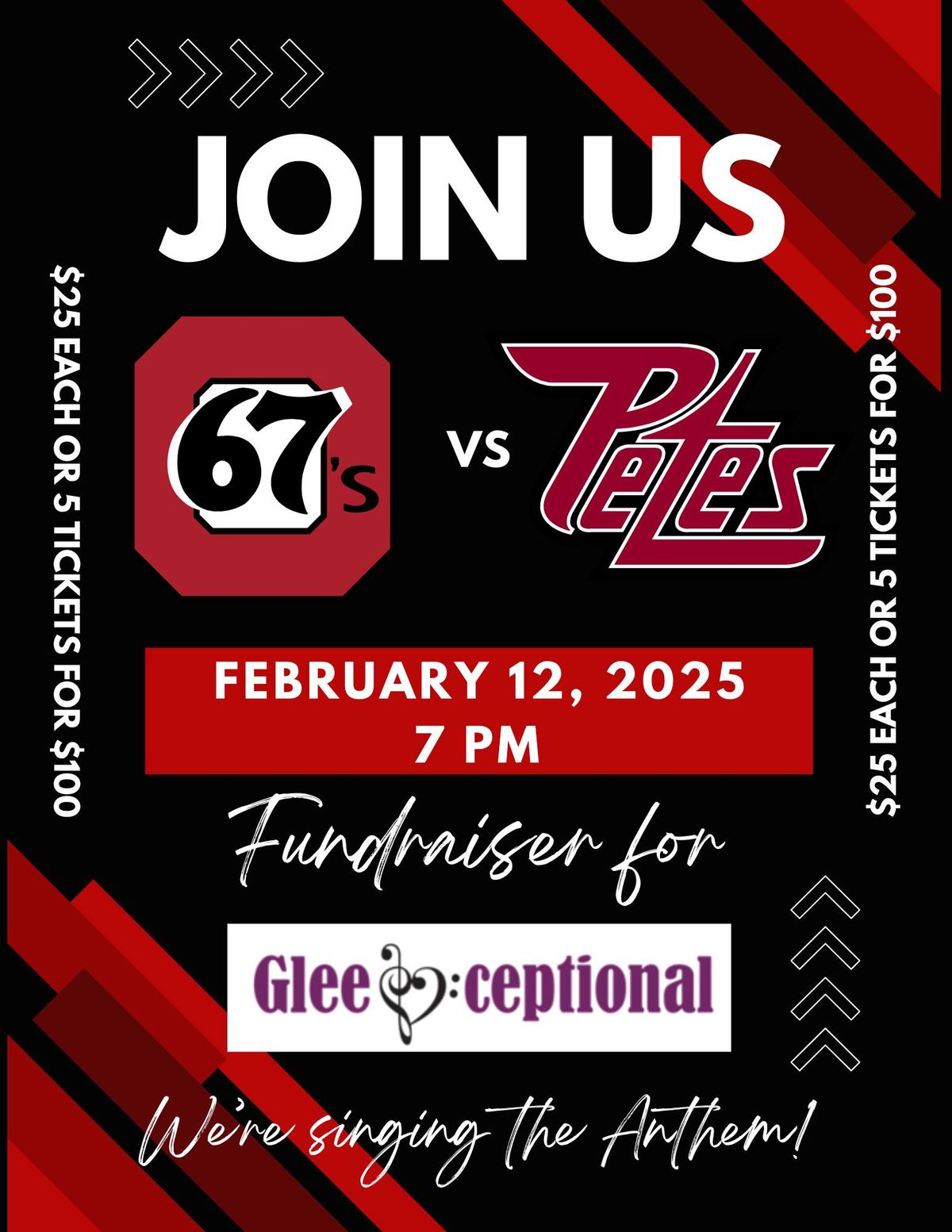 GleeCeptional Sings the Anthem at the 67's game!!