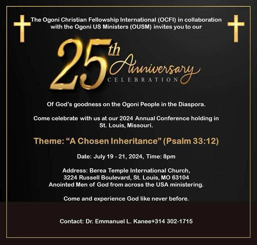 Ogoni Christian Fellowship International (OCFI) 25th Anniversary Celebration