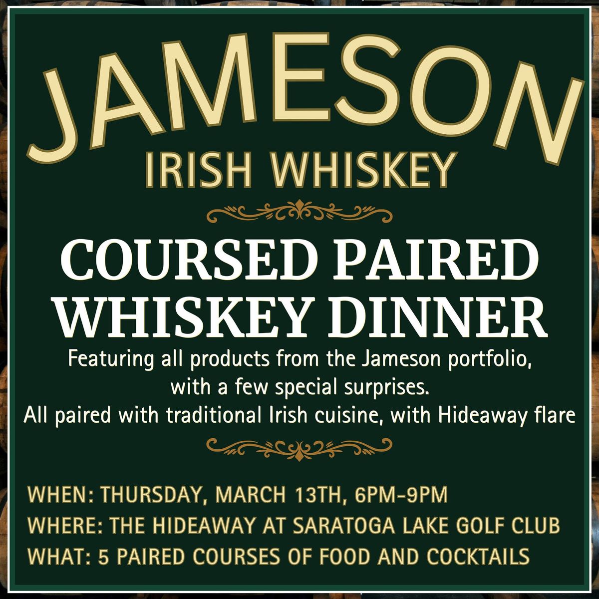 Jameson Coursed Paired Whiskey Dinner