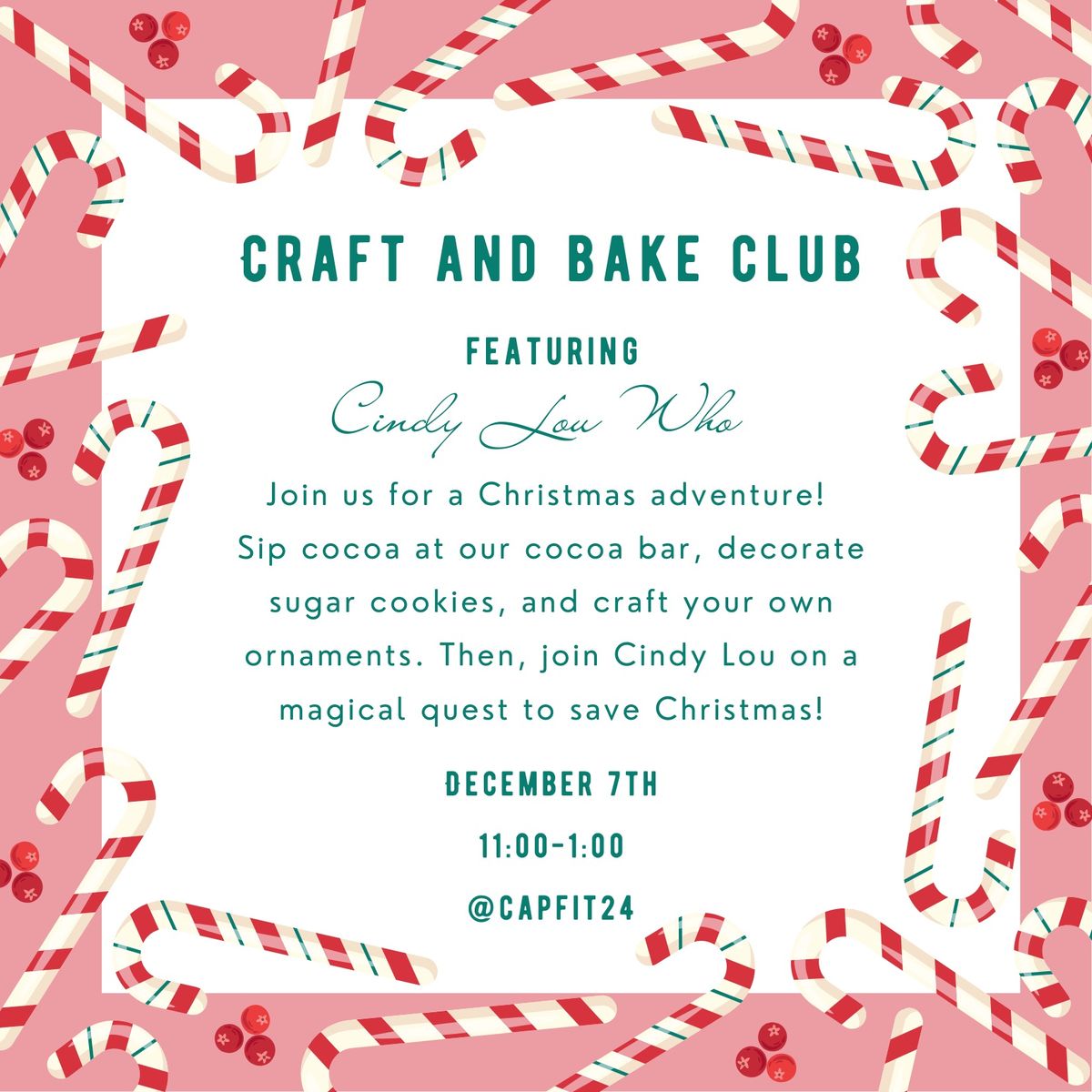 Craft and Bake Club Featuring Cindy Lou Who