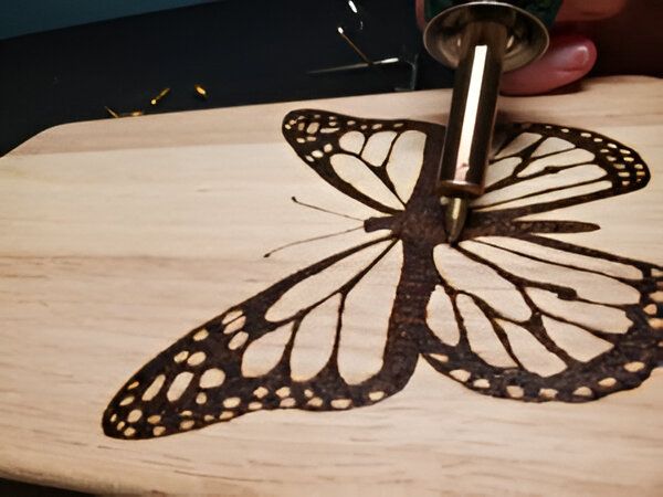 Wood-Burned Charcuterie Board \u2013 Butterflies & Blooms