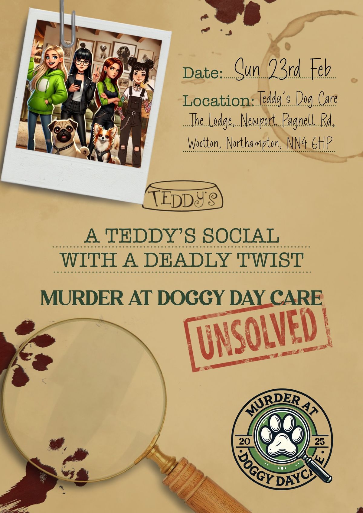 Murder At Doggy Day Care - A dog social with a deadly twist