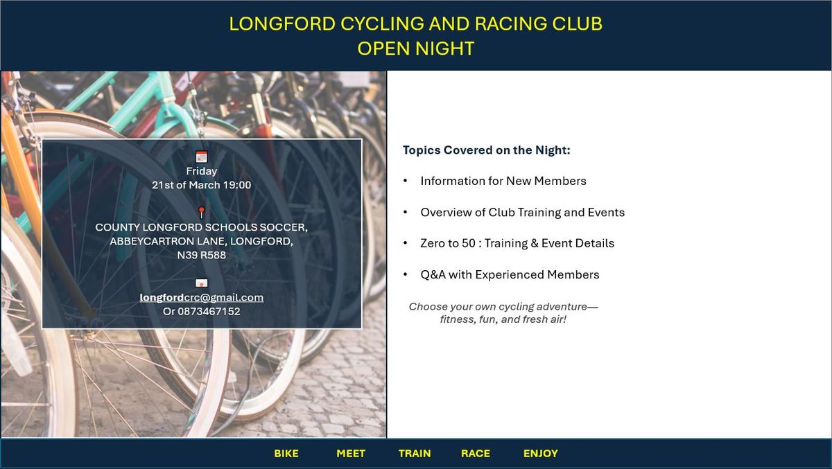 LONGFORD CYCLING AND RACING CLUB OPEN NIGHT