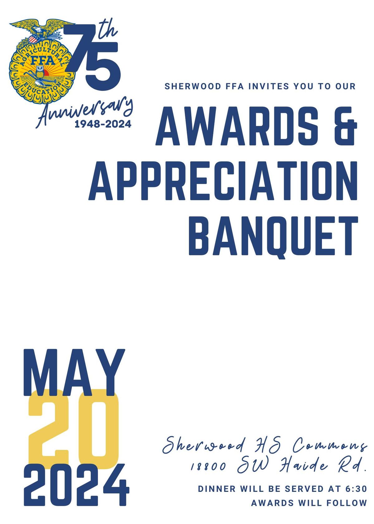 SAVE THE DATE: Sherwood FFA 75th Anniversary Banquet