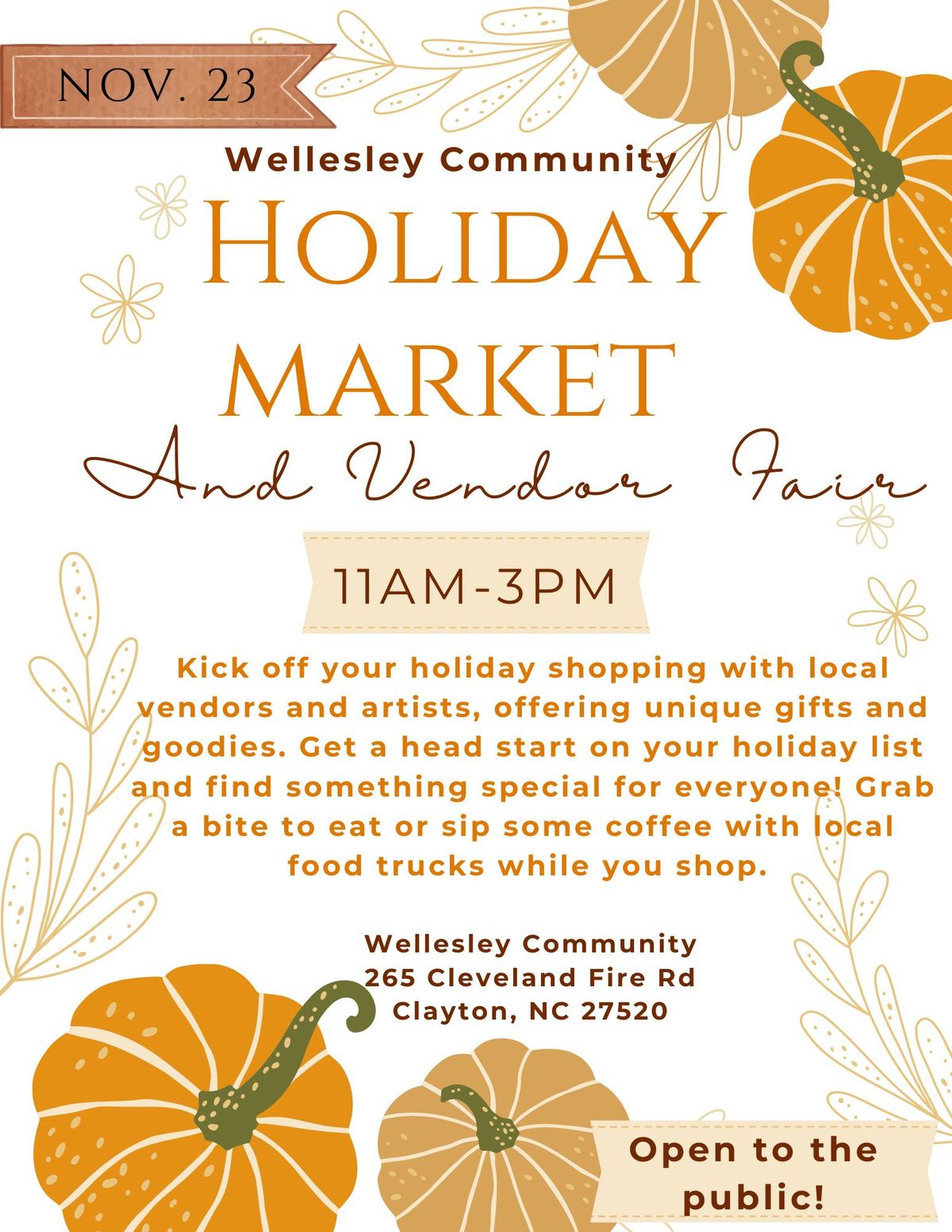 Wellesley Community Holiday Market & Vendor Fair