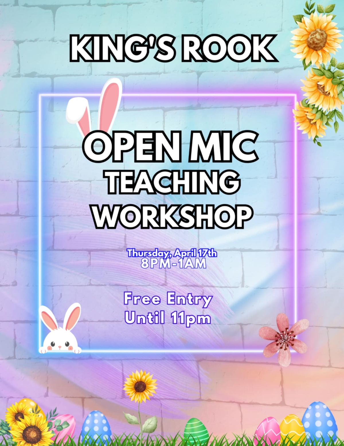 Open Mic Teaching Workshop (Upstairs) + Easter Basket Giveaway  Hosted by Terry Crebel