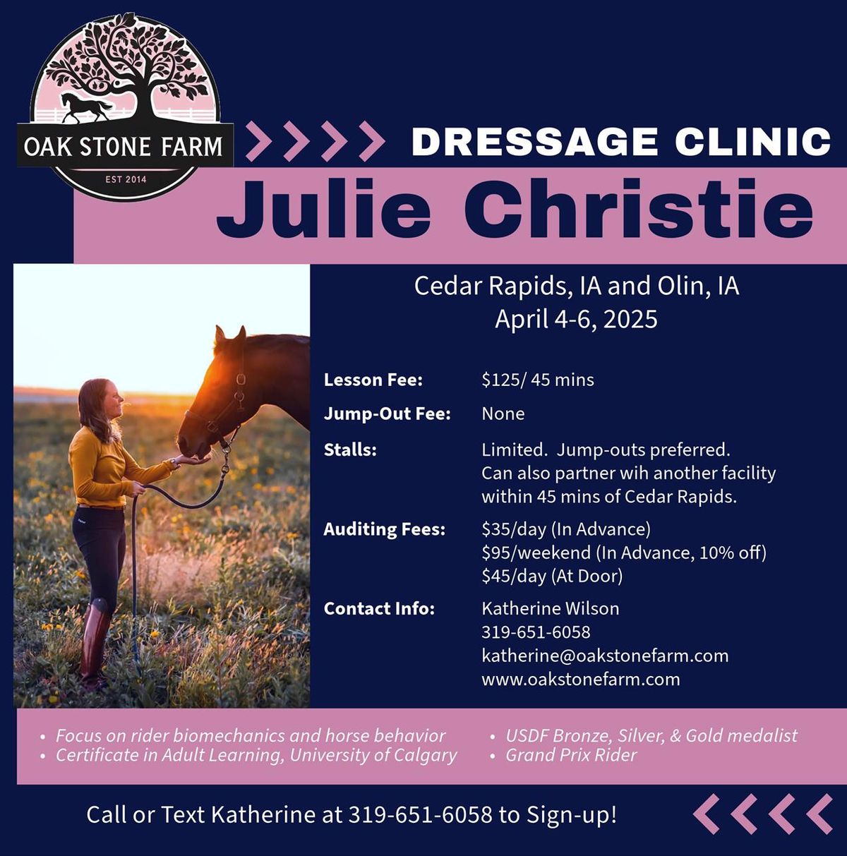 OSF Julie Christie Dressage Clinic - April 2025