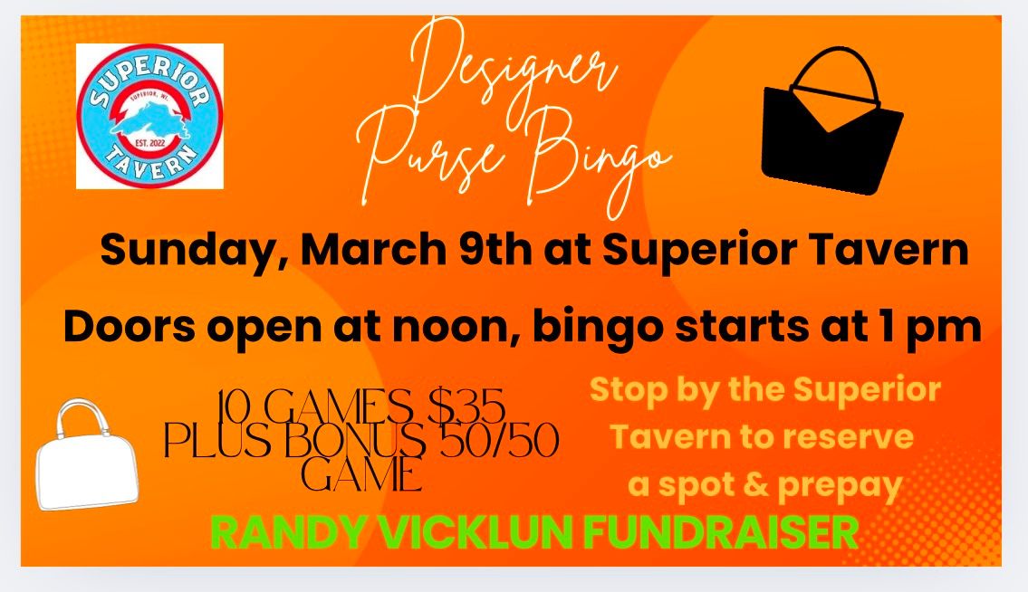 Designer purse, bingo for Randy Vicklun fundraiser