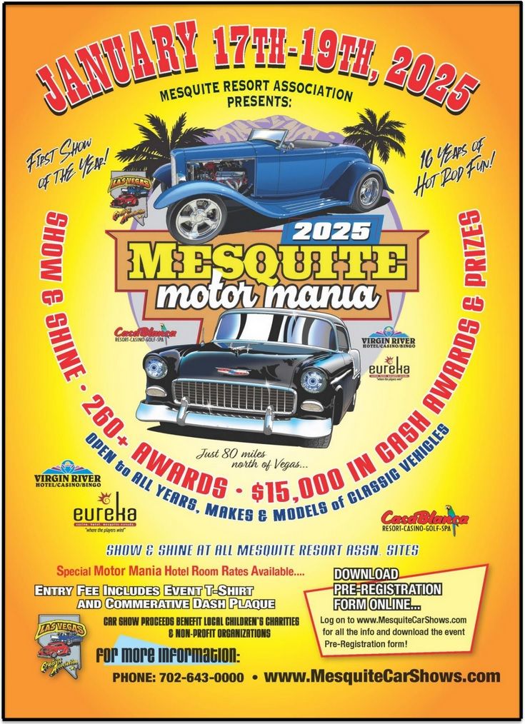 Mesquite Motor Mania 2025 January 17-19, 2025 -- See comments below for more infomation.