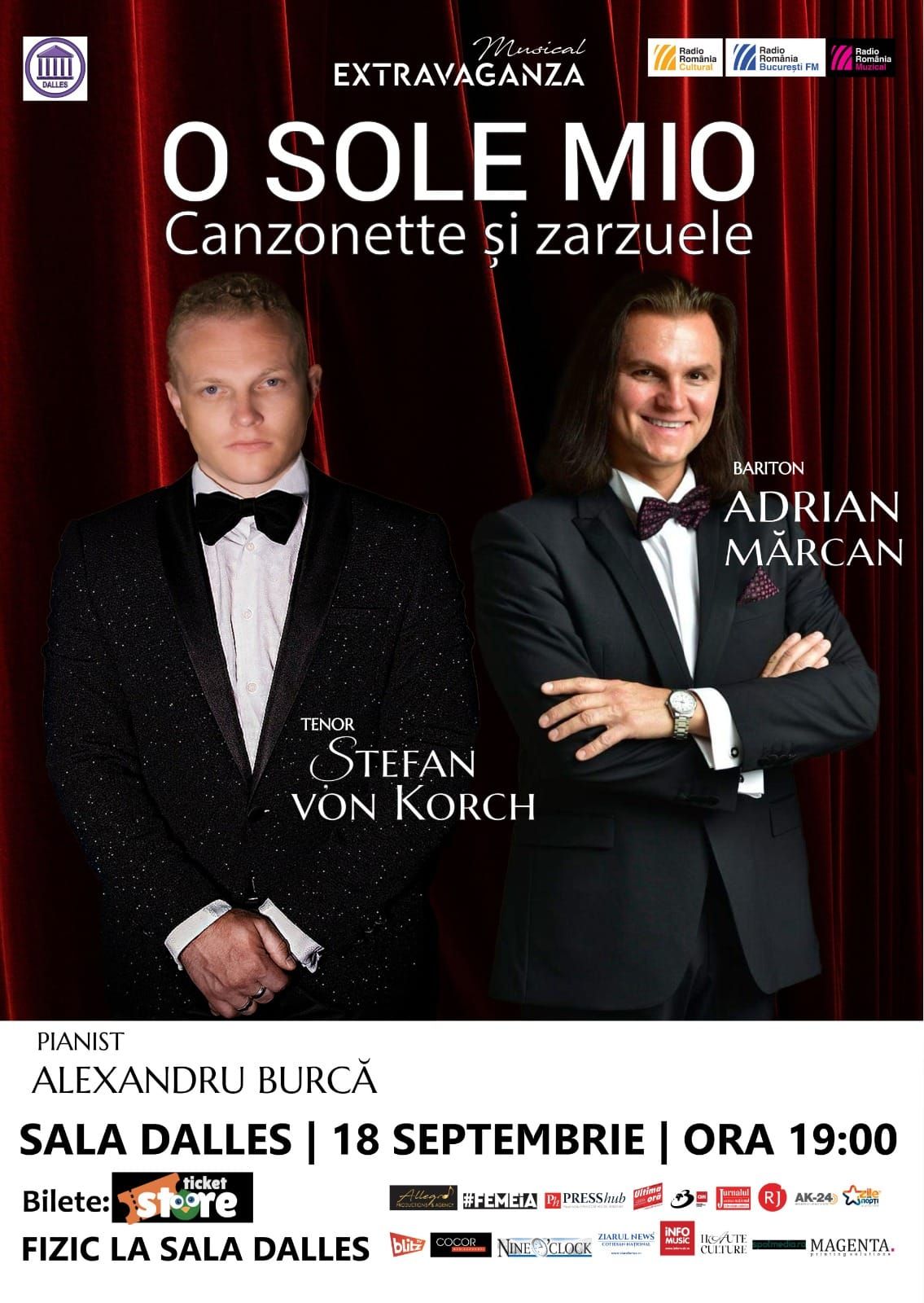 O SOLE MIO - Sala Dalles. Cu \u0218tefan von Korch tenor, Adrian M\u0103rcan bariton, Alexandru Burc\u0103 pianist 