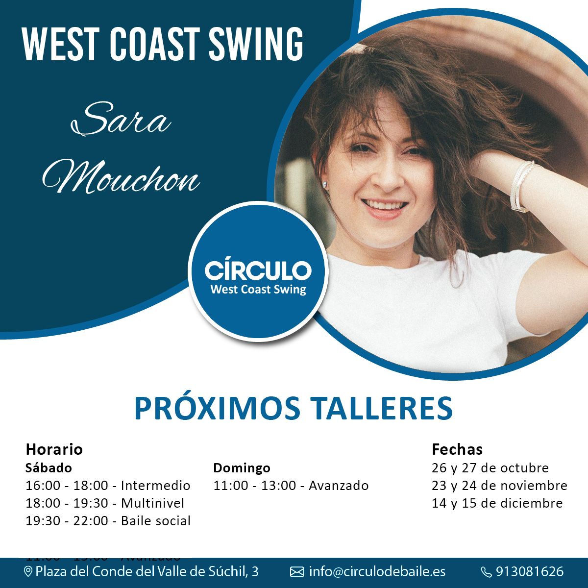 Talleres y social de West Coast Swing con Sara Mouchon