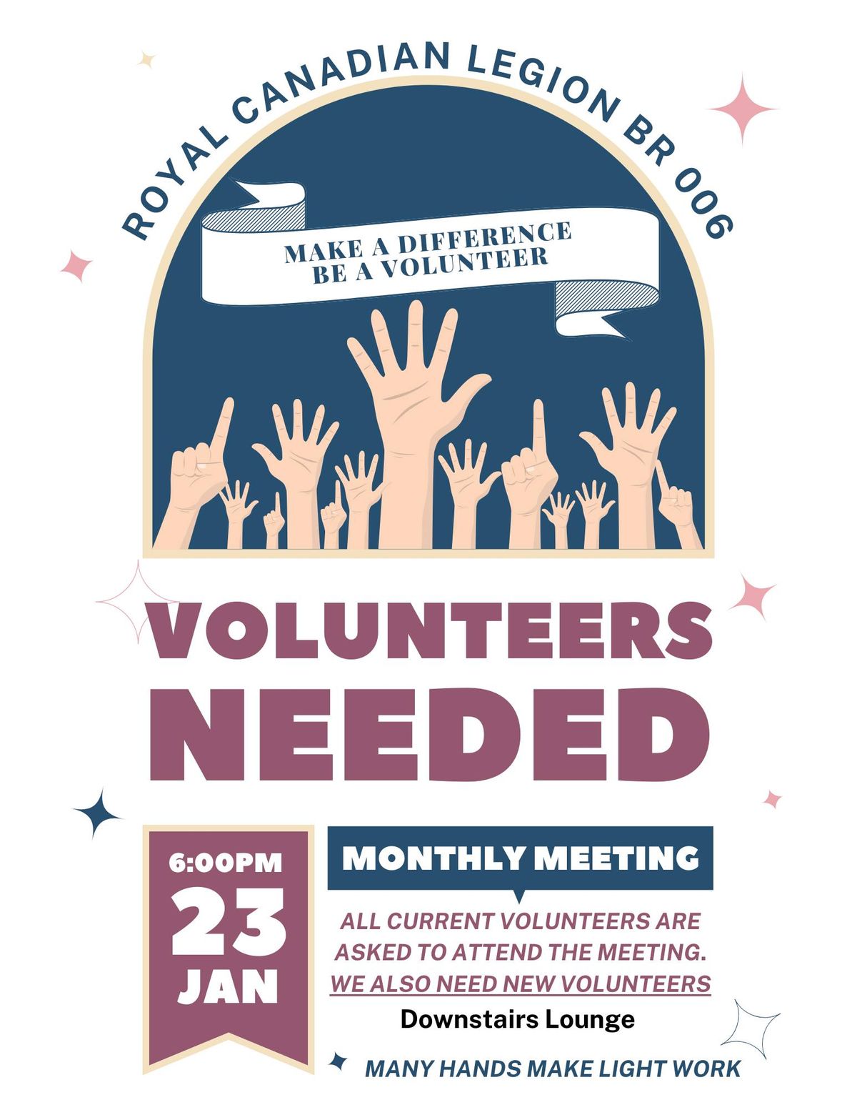 Kentville Legion Volunteer Meeting