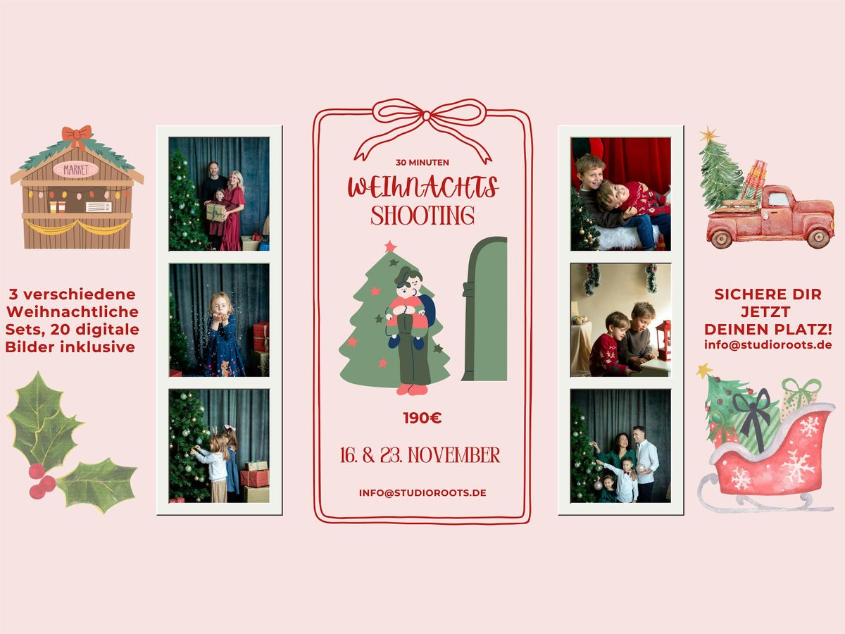 Professionelles Weihnachts-Fotoshooting | 30 Min | 20 Bilder