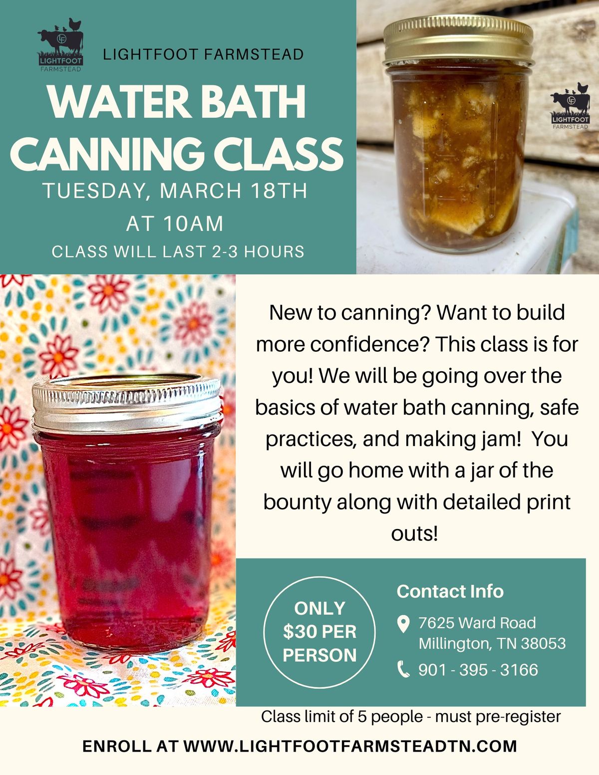 March Water Bath Canning Class