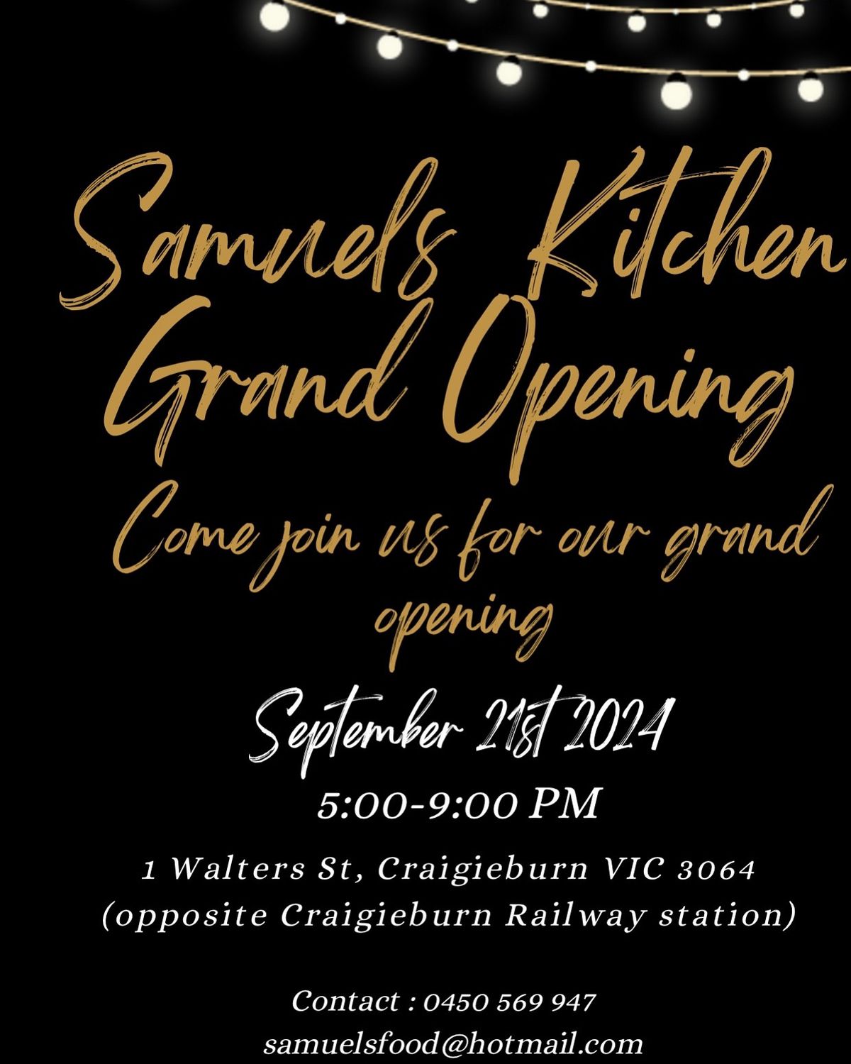 Grand Opening of Samuel's Kitchen