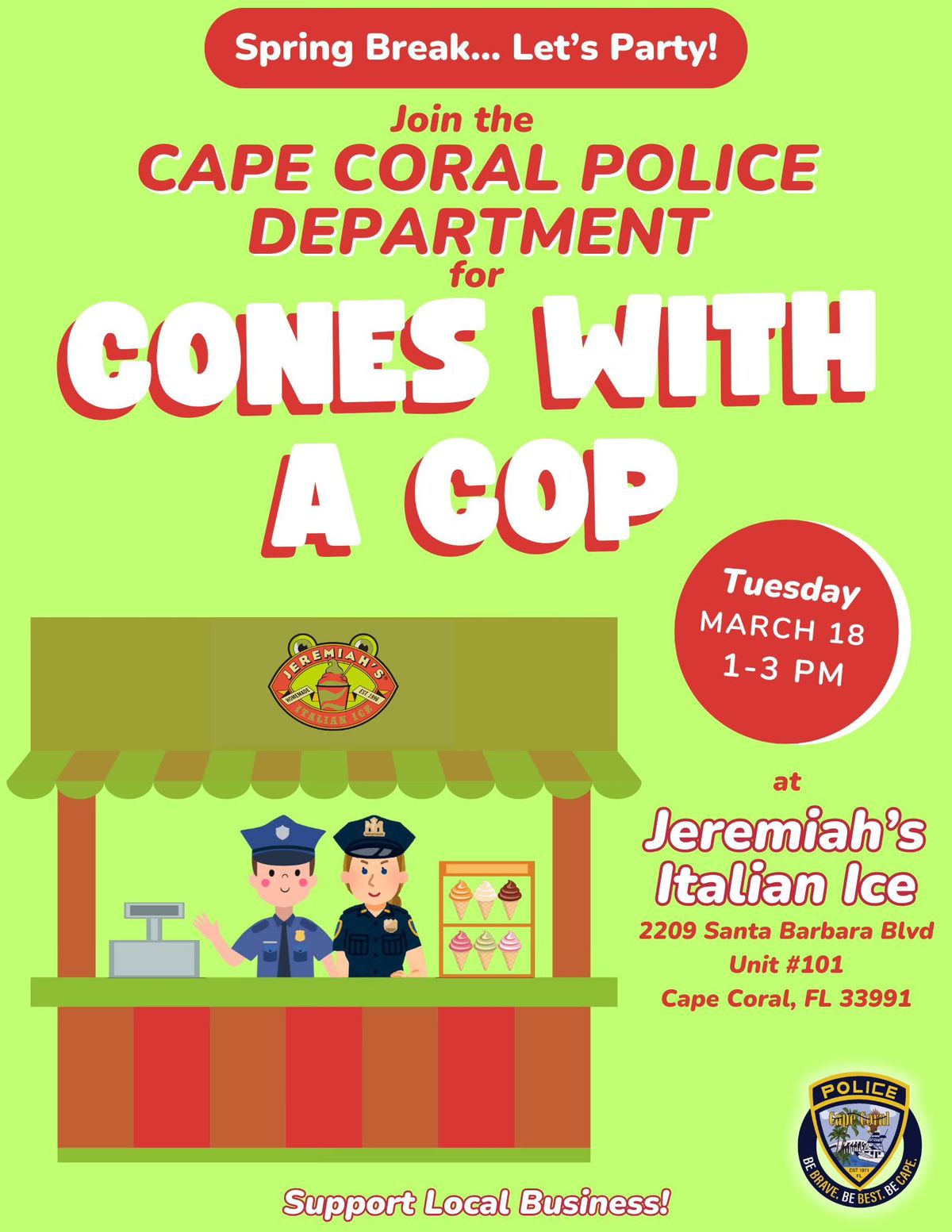 Cones with a Cop: Spring Break Edition!