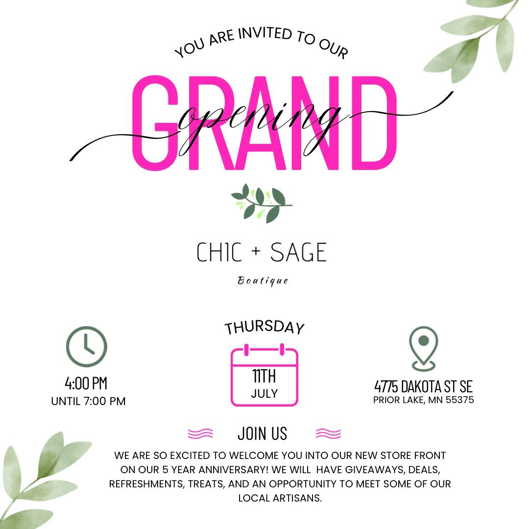 Chic and Sage Boutique\u2019s Grand Opening