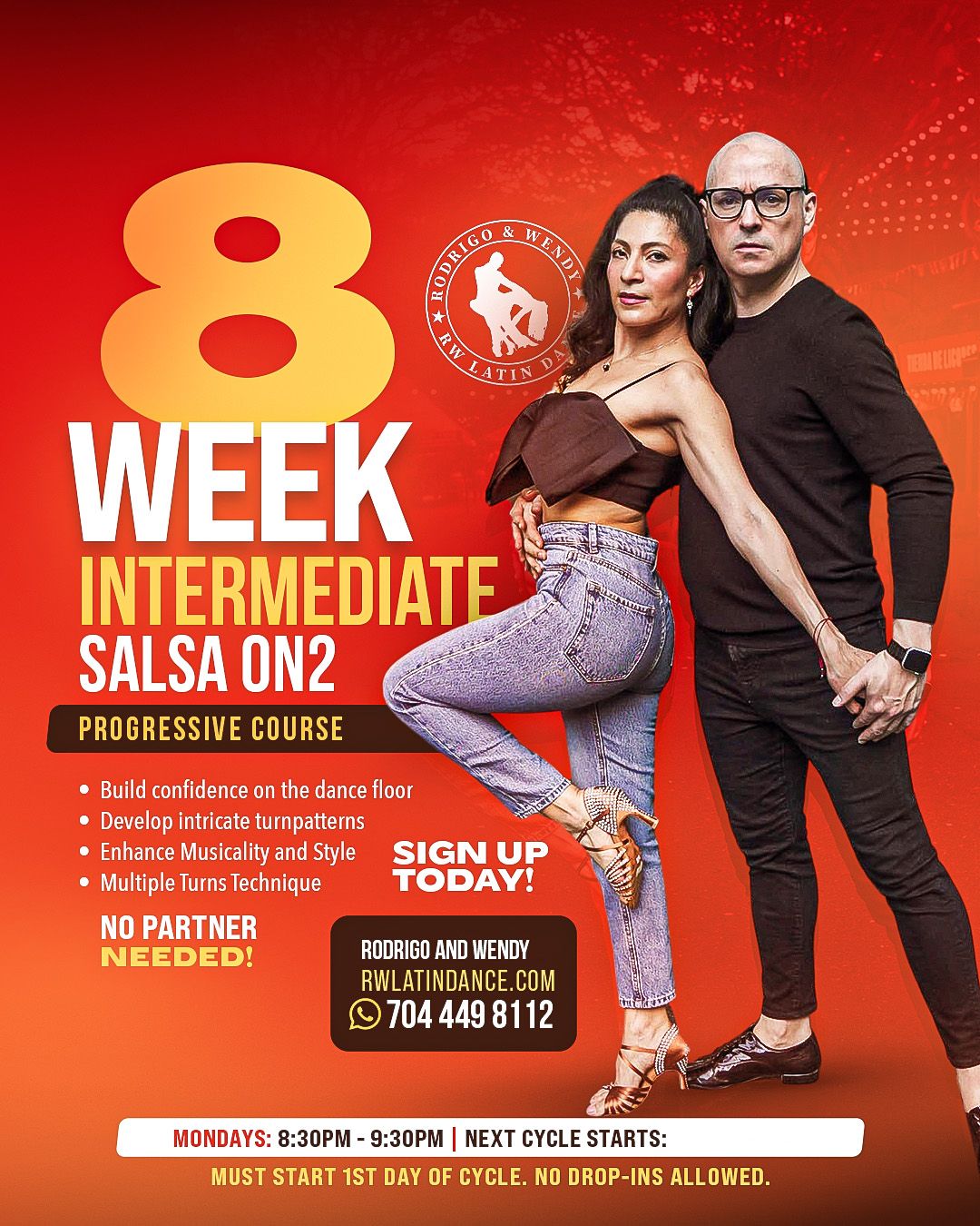 8-week INTERMEDIATE SALSA On2 Progressive Cycle - (OCT 14 - DEC 02)